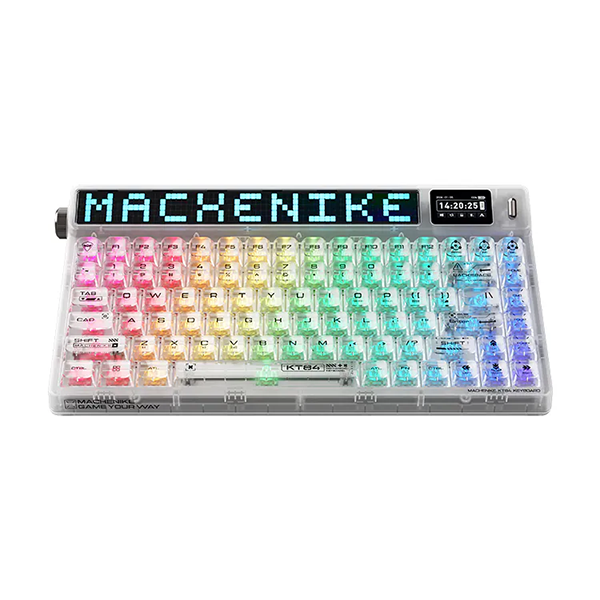 MACHENIKE KT84 LED RGB 雙顯示屏機械鍵盤 - LED 自定顯示屏丨TFT 多功能顯示屏丨熱插拔軸體丨Gasket 結構丨三模連接功能丨類復古設計 (KB-MKT8PYW/KB-MKT8PIW/KB-MKT8PYB/KB-MKT8PIB)【原裝行貨】