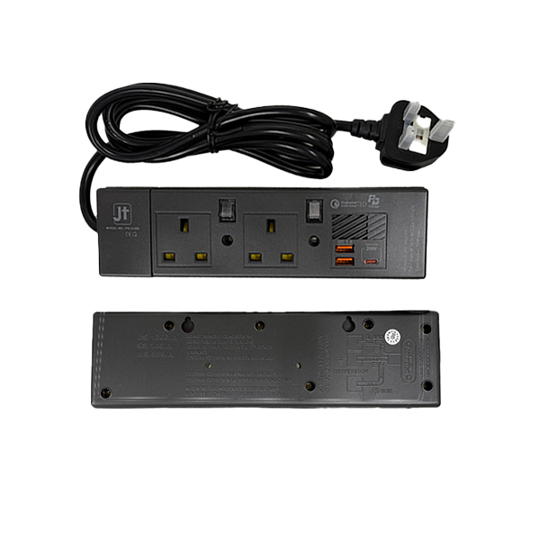 MEC x JT PS-4USB/6"MG 金屬灰色 2/3/4位獨立開關 + 2個USB插位 + 1個 Type-C ( PD20W ) 拖板【原裝行貨】
