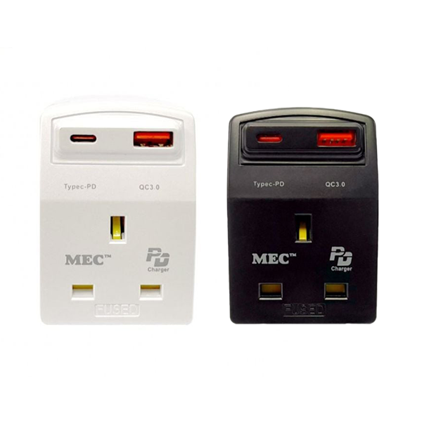 MEC N13USB3A 3port 13A 三腳插座三個 + 1port USB + 1port Type-C 422-469 (啞黑色)/ 422-468(珍珠白)【原裝行貨】