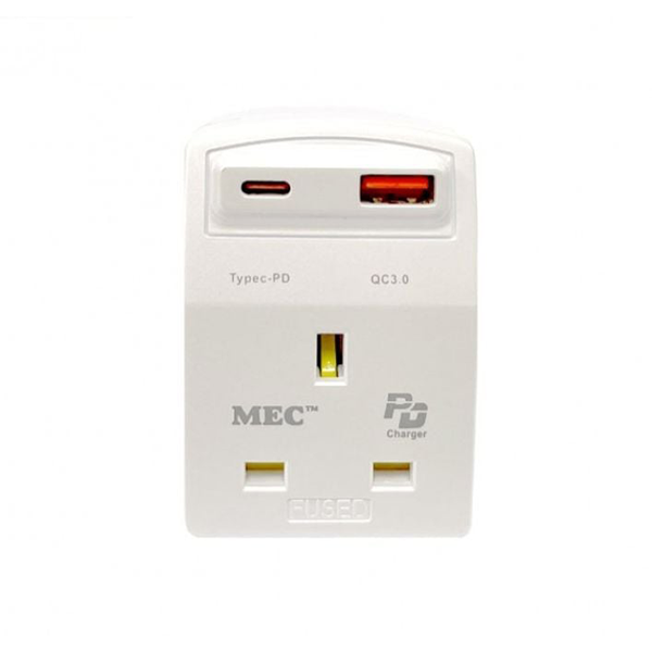 MEC N13USB3A 3port 13A 三腳插座三個 + 1port USB + 1port Type-C 422-469 (啞黑色)/ 422-468(珍珠白)【原裝行貨】