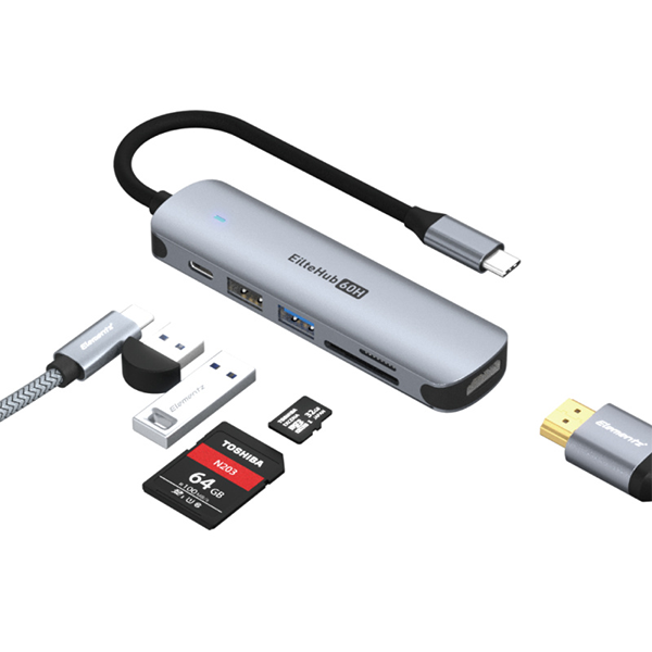 Elementz EliteHub 60H 6 in 1 USB-C Hub MF-60H 電腦托展器【原裝行貨】