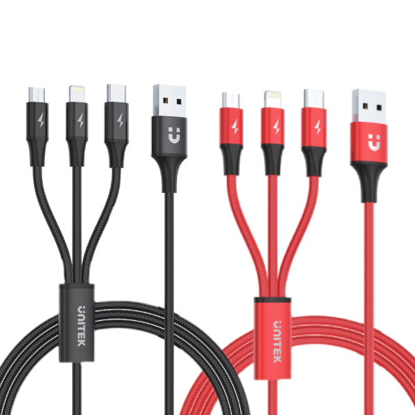 Unitek 3 合 1 USB-A 轉 USB-C / Micro USB / Lightning 通用充電線【原裝行貨】