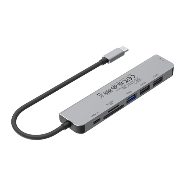 Unitek uHUB S7+ 7 合 1 超纖薄多媒體 USB-C Hub (支援5Gbps、4K HDMI 和 USB-PD 100W) (H1118A)【原裝行貨】
