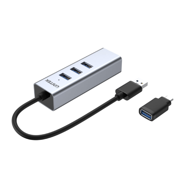 Unitek 4 合 1 USB 3.0 Hub (配有 USB-C 轉換器) (Y-3083B) 【原裝行貨】