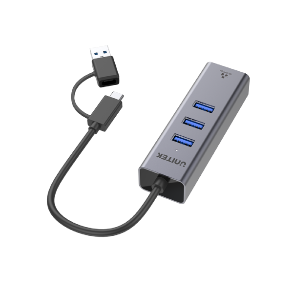 Unitek 4合1 USB 3.0 乙太網接口 Hub (USB-A端口) (Y-3088B)【原裝行貨】