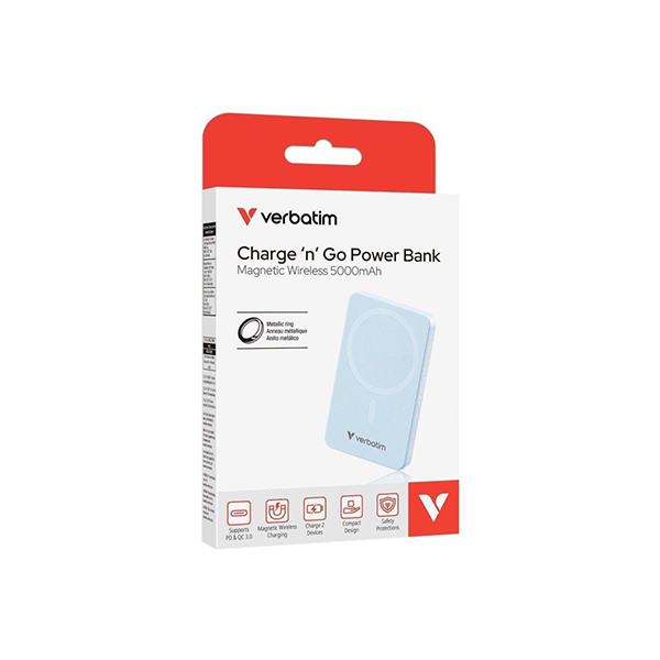 Verbatim Charge 'n' Go Power Bank Magnetic Wireless 5000mAh Basic 磁吸無線流動充電池