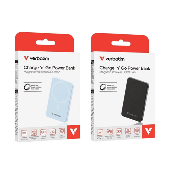 Verbatim Charge 'n' Go Power Bank Magnetic Wireless 5000mAh Basic 磁吸無線流動充電池