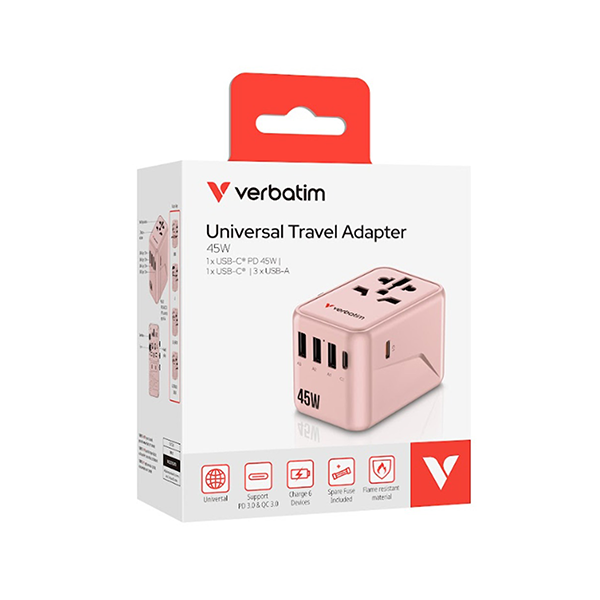 Verbatim 5 Port PD 3.0 45W Travel Adaptor 旅行轉插【原裝行貨】