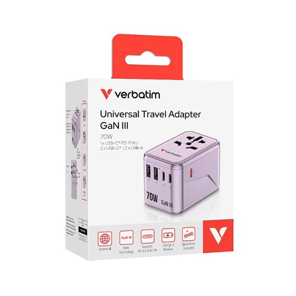 Verbatim 5 Port PD 3.0 70W Travel Adaptor 旅行轉插【原裝行貨】