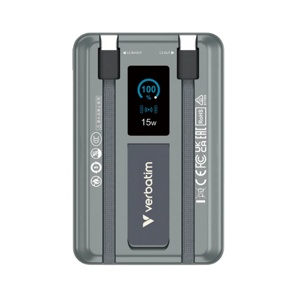 Verbatim 五合一 Charge 'n' Go 10000 磁吸無線行動電源 (32272 Grey/32273 White) 【原裝行貨】