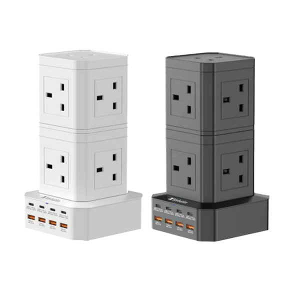 VERBATIM POWER STRIP 8口塔式拖板 8 AC + 8 USB PORTS 100W VERTICAL【原裝行貨】