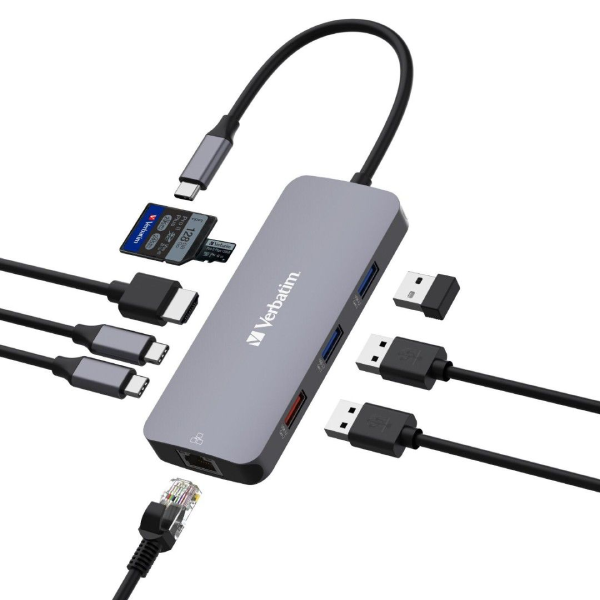 Verbatim 9in1 USB3.2 Gen2 Type C Hub 擴展器 (32152)【原裝行貨】