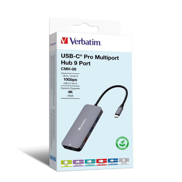 Verbatim 9in1 USB3.2 Gen2 Type C Hub 擴展器 (32152)【原裝行貨】