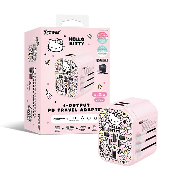 XPower x Sanrio Hello Kitty TA3 20W TYPE-C快充旅行充電轉插【原裝行貨】