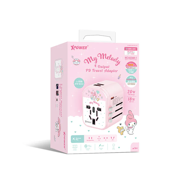 XPower x Sanrio My Melody TA3 20W TYPE-C快充旅行充電轉插