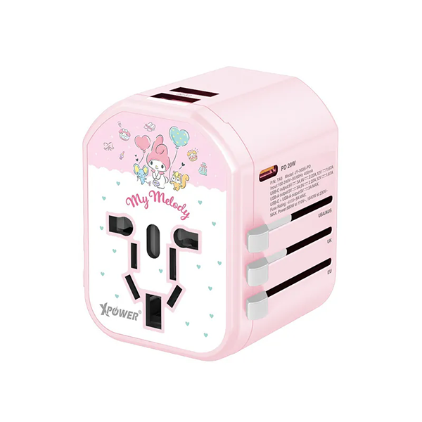 XPower x Sanrio My Melody TA3 20W TYPE-C快充旅行充電轉插