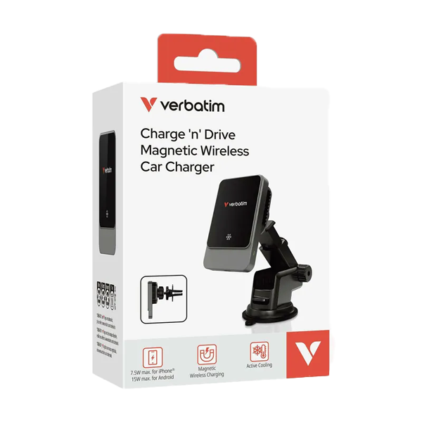 Verbatim 31862 Charge‘n’Drive Qi 15W 車用磁吸無線充電器 Magnetic Wireless Car Charger With Active Cooling