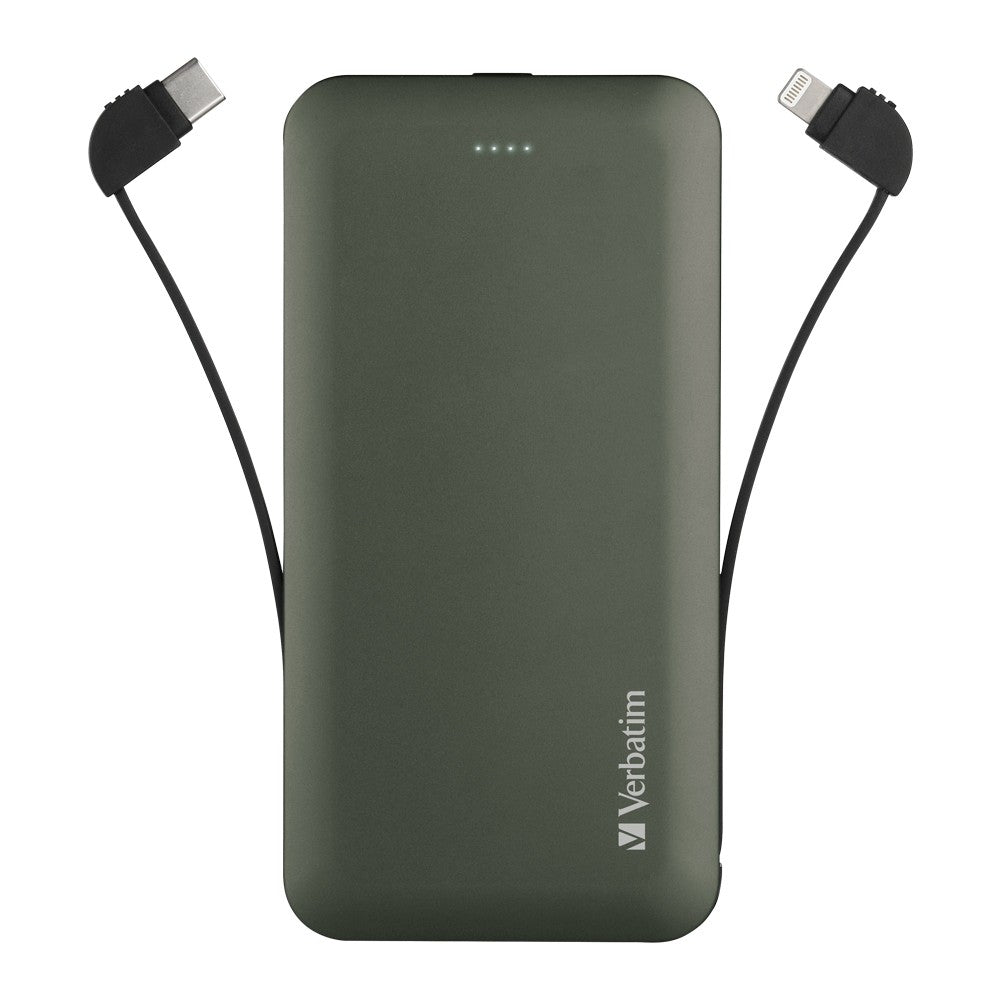 Verbatim 10000mAh PD & QC 3.0 流動充電池 (連嵌入式充電線) - Five 1 Store