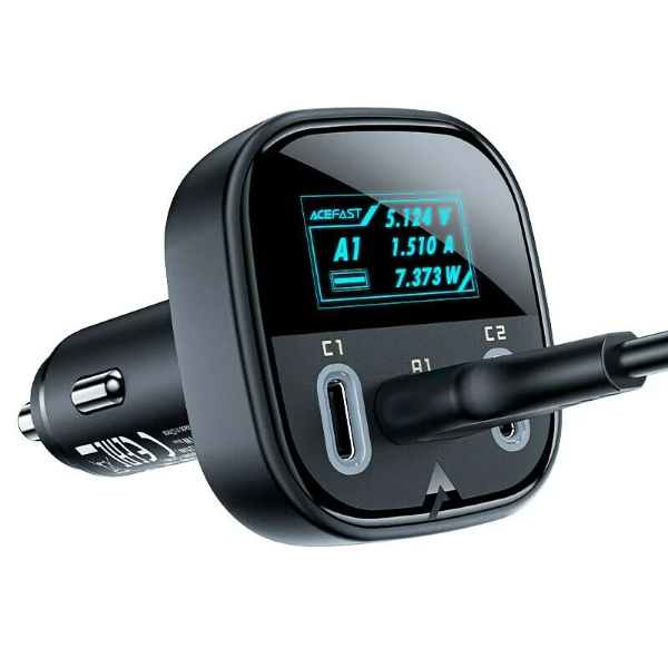 ACEFAST B5 101W (2C+A) metal car charger with OLED smart display汽車充電器【香港行貨】