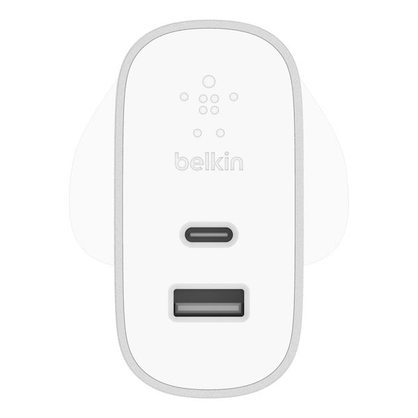 Belkin BOOST↑CHARGE 27 瓦特 USB-C + 12 瓦特 USB-A 家用充電器 F7U061my-SLV【香港行貨】
