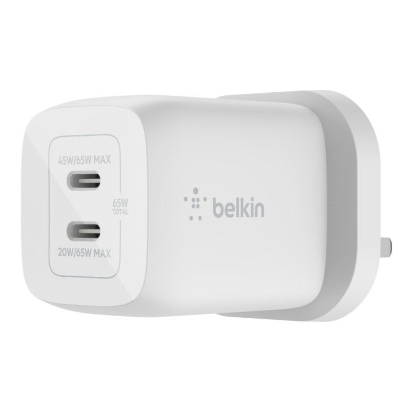 Belkin BOOST↑CHARGE PRO 雙 USB-C GaN PPS 65W 家用式充電器 WCH013myWH【香港行貨】