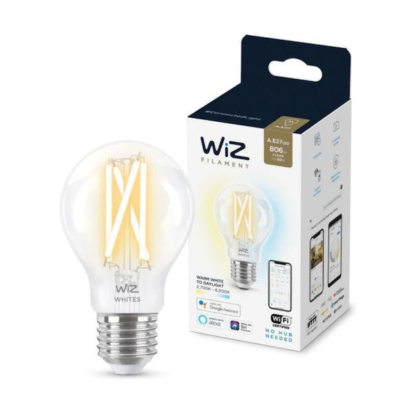 WiZ Whites Wifi 智能調光 LED 燈絲燈泡 - 60W A60 E27 螺頭 - 冷暖白光【香港行貨】
