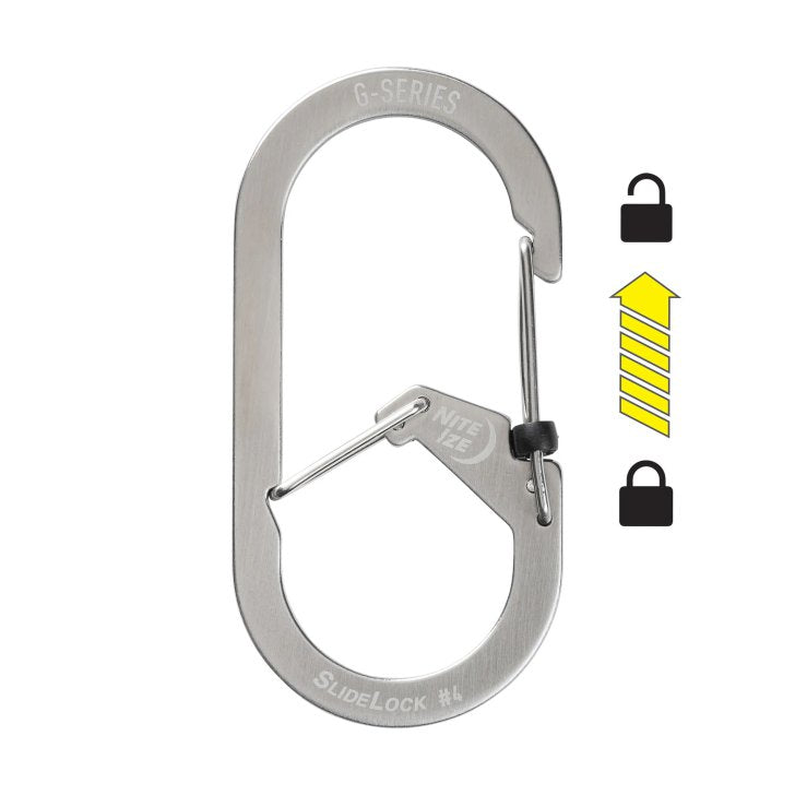Nite Ize G-SERIES™ SlideLock 雙安全登山扣鑰匙扣(GSL-11-R6)不銹鋼銀