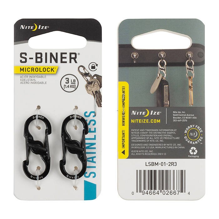 Nite Ize S-Biner® MicroLock® Stainless Steel (2pack) 迷你8字帶鎖不鏽鋼扣