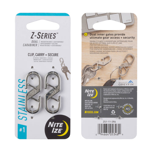 Nite Ize Z-Series™ Dual Carabiner 不鏽鋼鋁扣(#1/#2/#3)